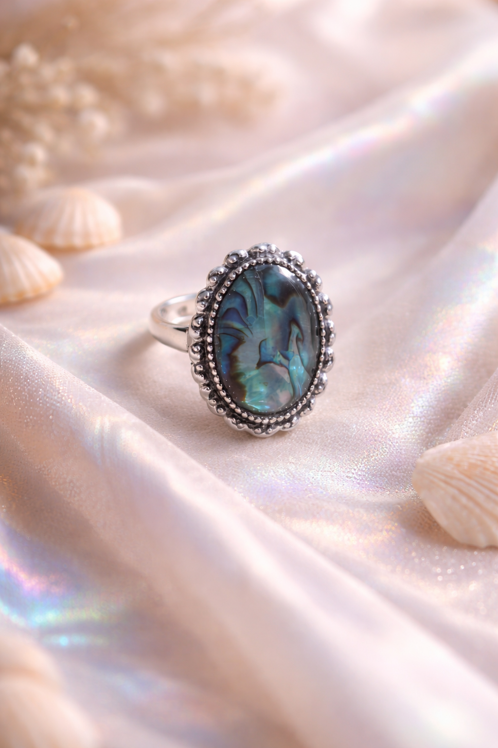 Abalone Shell Oval Statement Ring