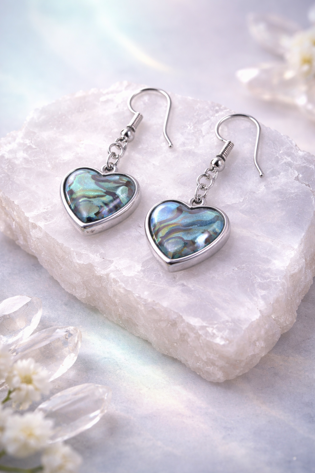 Abalone Shell Heart Earrings