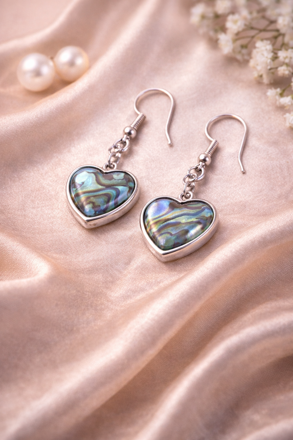 Abalone Shell Heart Earrings