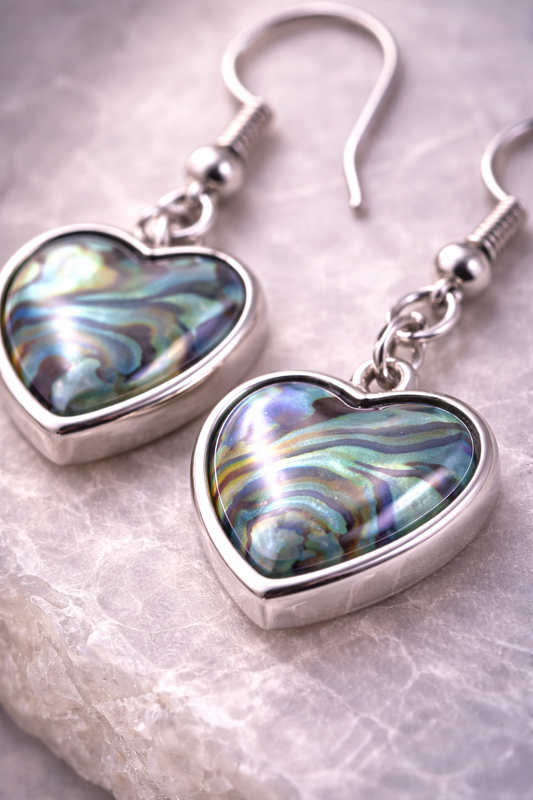 Abalone Shell Heart Earrings