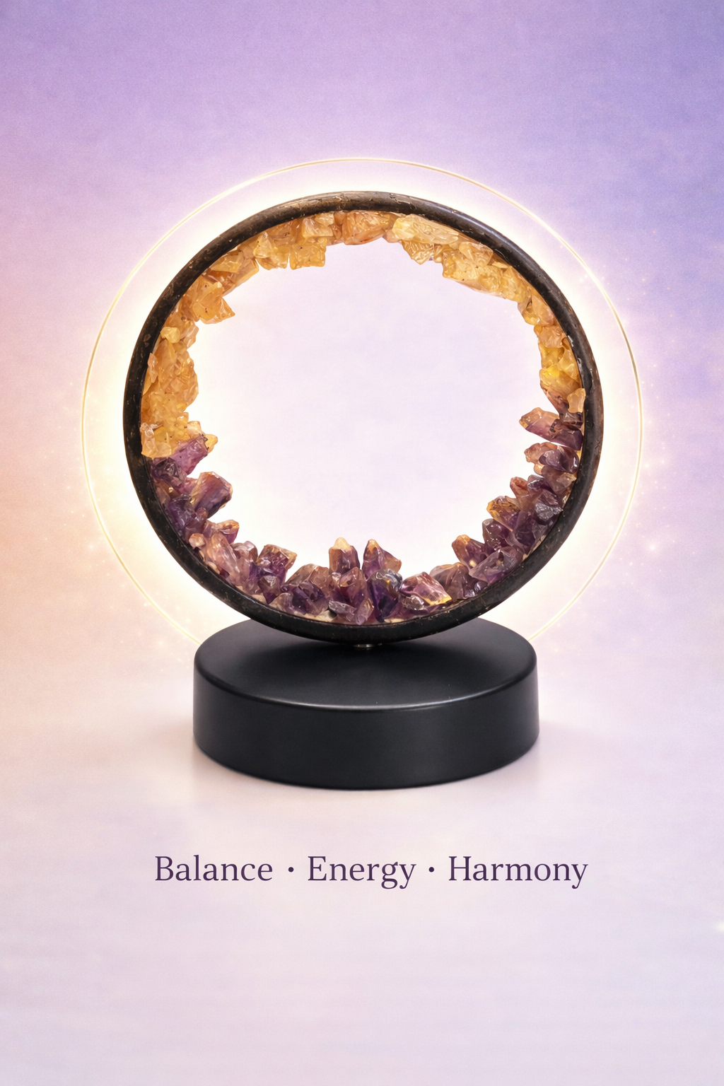 Rose Quartz & Amethyst Crystal Lamp