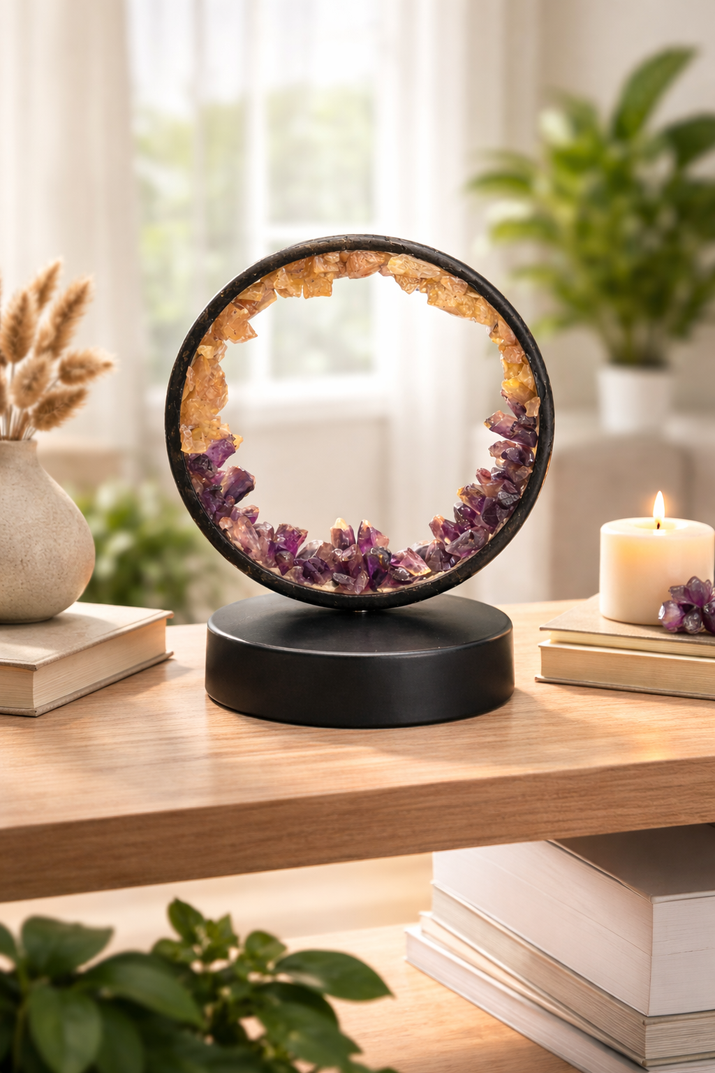 Rose Quartz & Amethyst Crystal Lamp