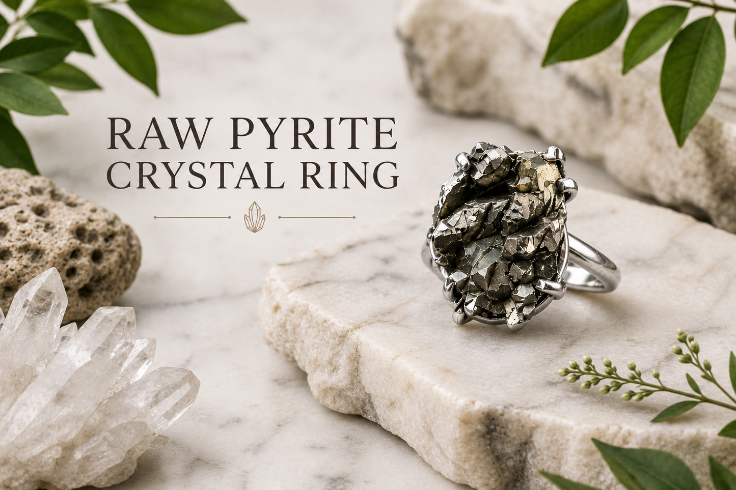 Natural Raw Pyrite Silver Ring