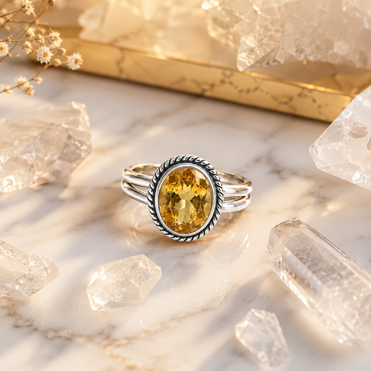 Citrine Sterling Silver Ring – Wealth, Success & Positive Energy