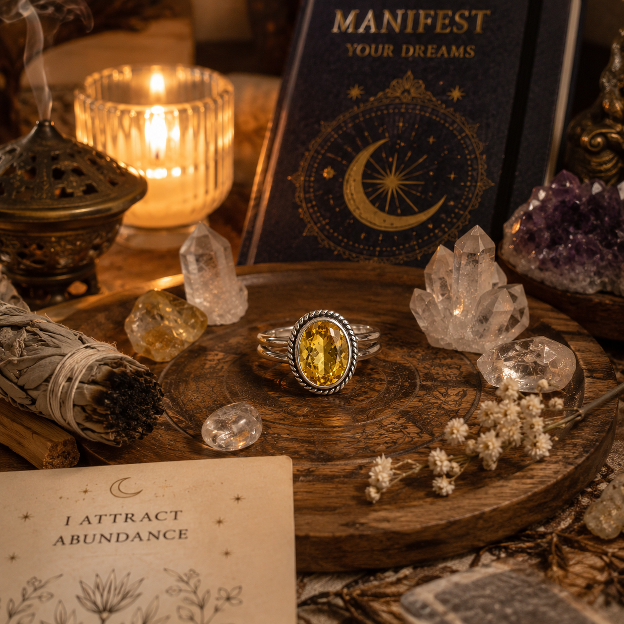 Citrine Sterling Silver Ring – Wealth, Success & Positive Energy