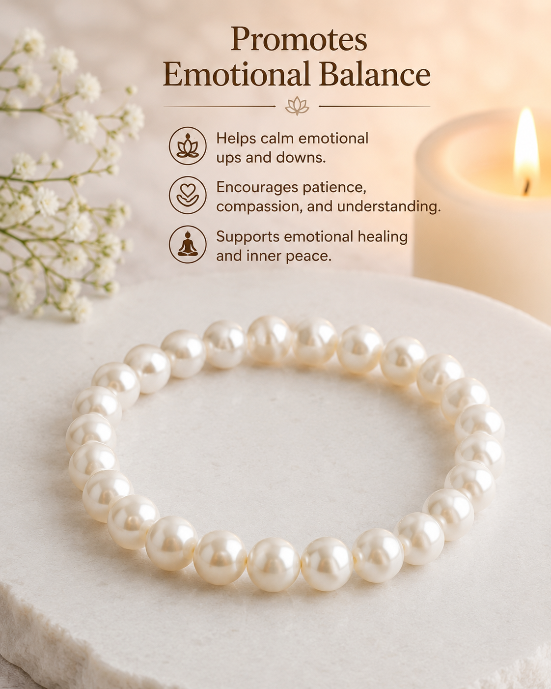 Pearl Bracelet – Emotional Harmony, Intuition & Moon Energy