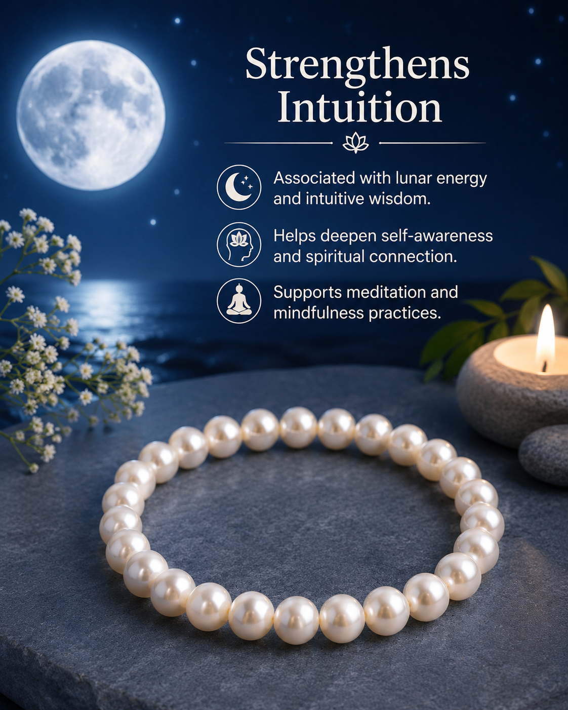 Pearl Bracelet – Emotional Harmony, Intuition & Moon Energy