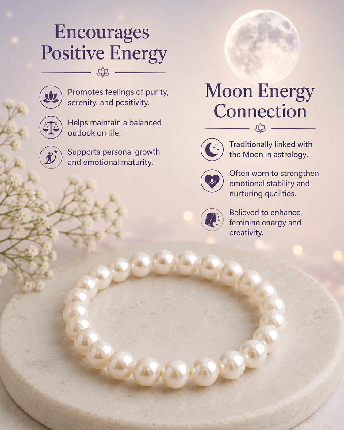 Pearl Bracelet – Emotional Harmony, Intuition & Moon Energy