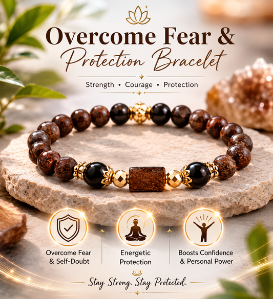 Overcome Fear & Protection Bracelet – Courage, Confidence, Grounding & Energy Shield Crystal Bracelet