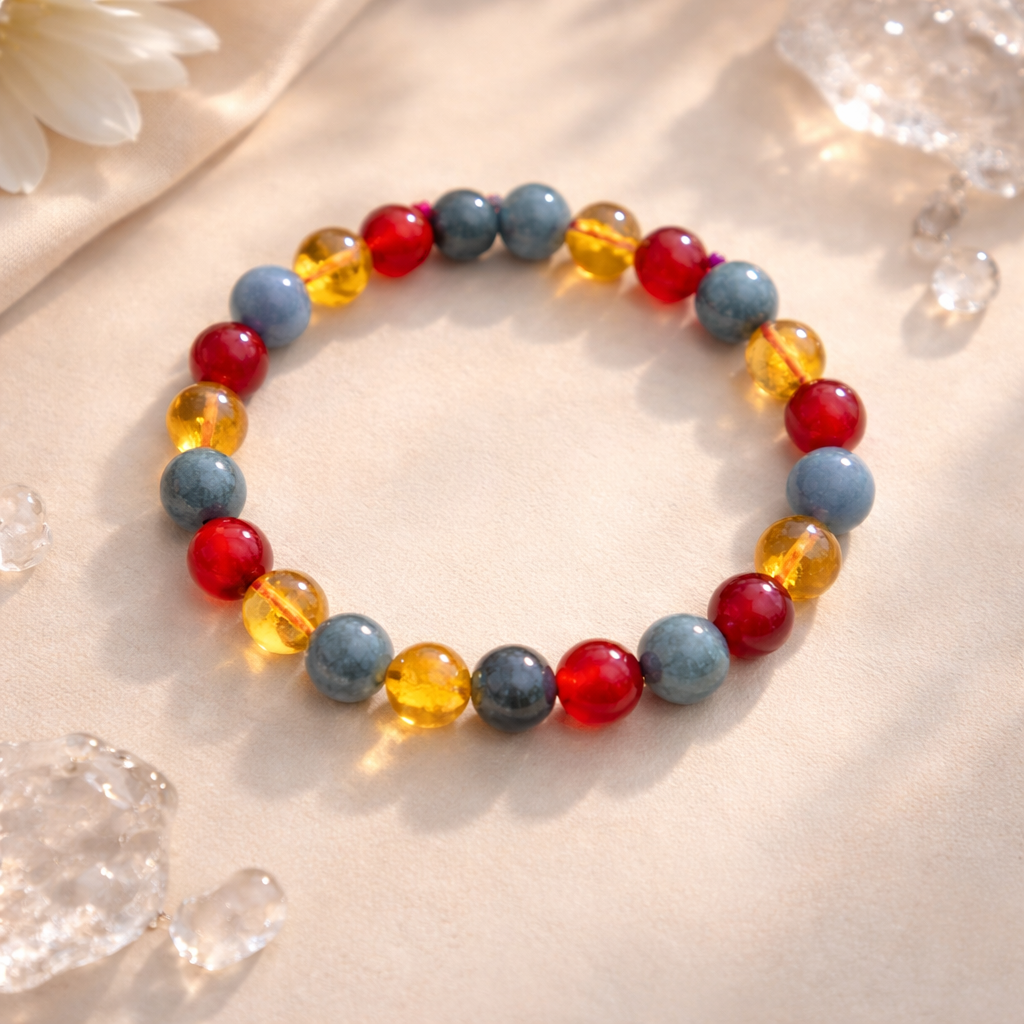 Scorpio Power Crystal Bracelet – Labradorite, Carnelian & Citrine Energy Combo