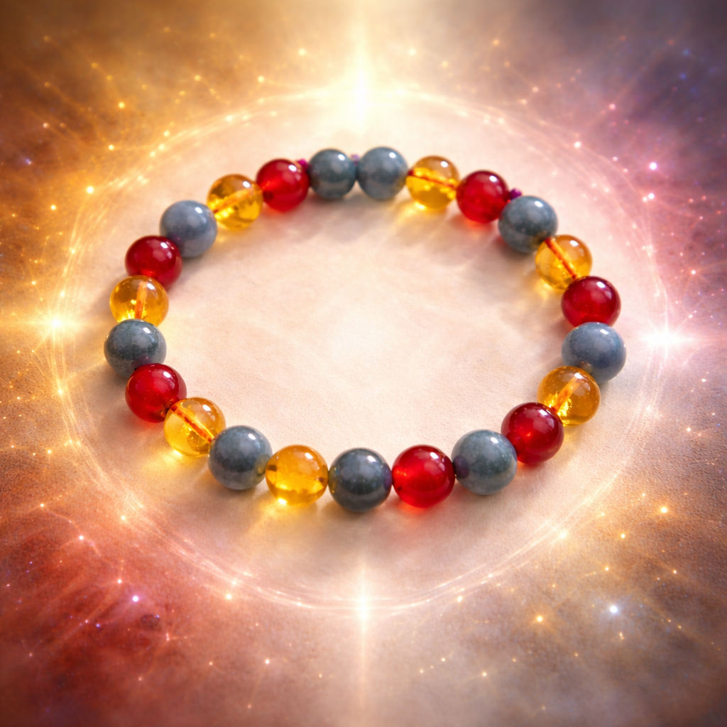 Scorpio Power Crystal Bracelet – Labradorite, Carnelian & Citrine Energy Combo