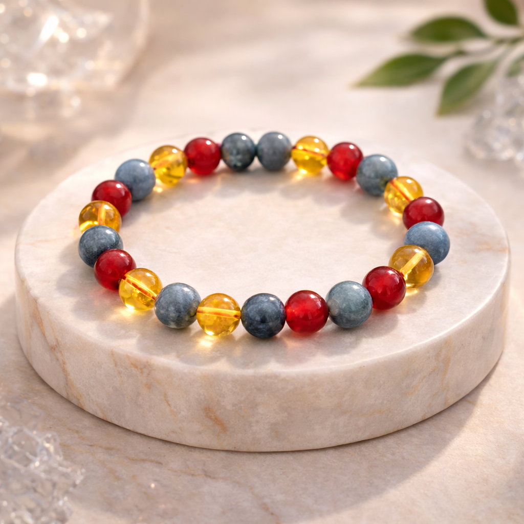 Scorpio Power Crystal Bracelet – Labradorite, Carnelian & Citrine Energy Combo