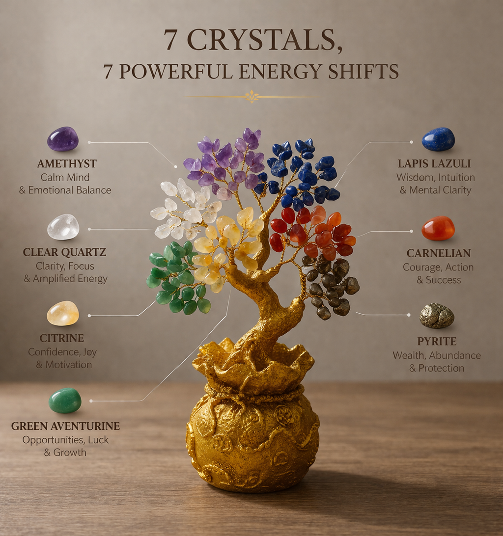 Feng Shui 7 Chakra Crystal Tree for Balance, Positivity & Energy Alignment