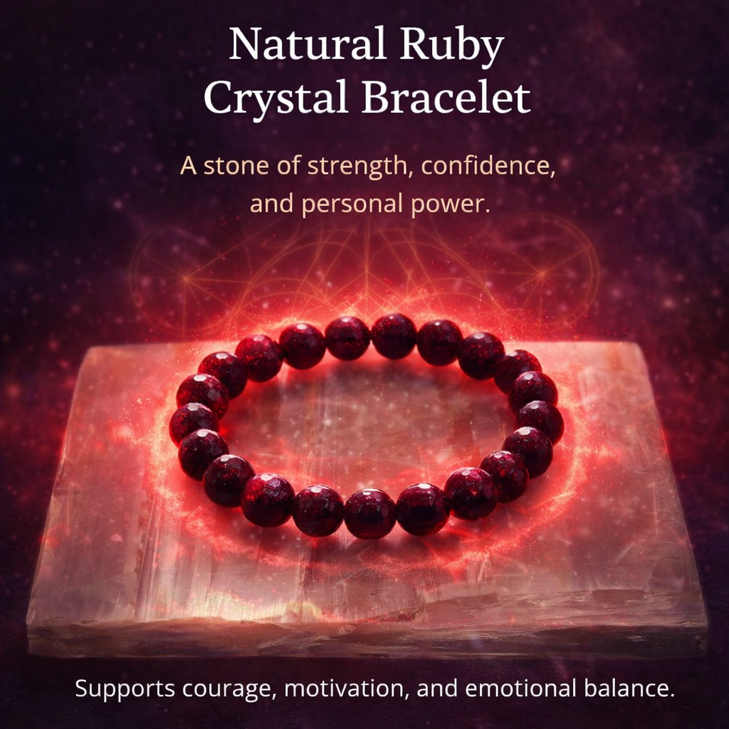 Authentic Ruby Crystal Bracelet – Luxury Energy Bracelet for Confidence & Motivation