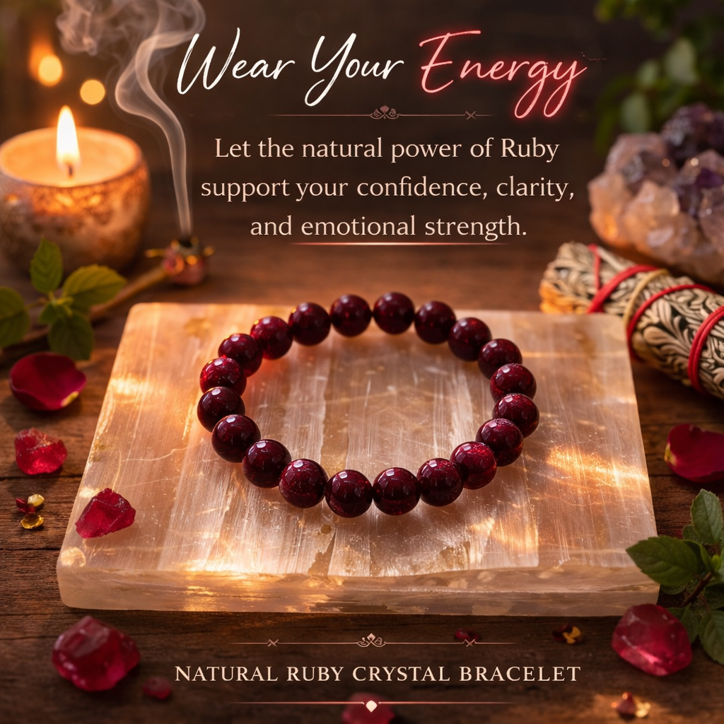 Authentic Ruby Crystal Bracelet – Luxury Energy Bracelet for Confidence & Motivation