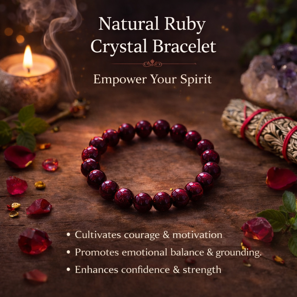 Authentic Ruby Crystal Bracelet – Luxury Energy Bracelet for Confidence & Motivation
