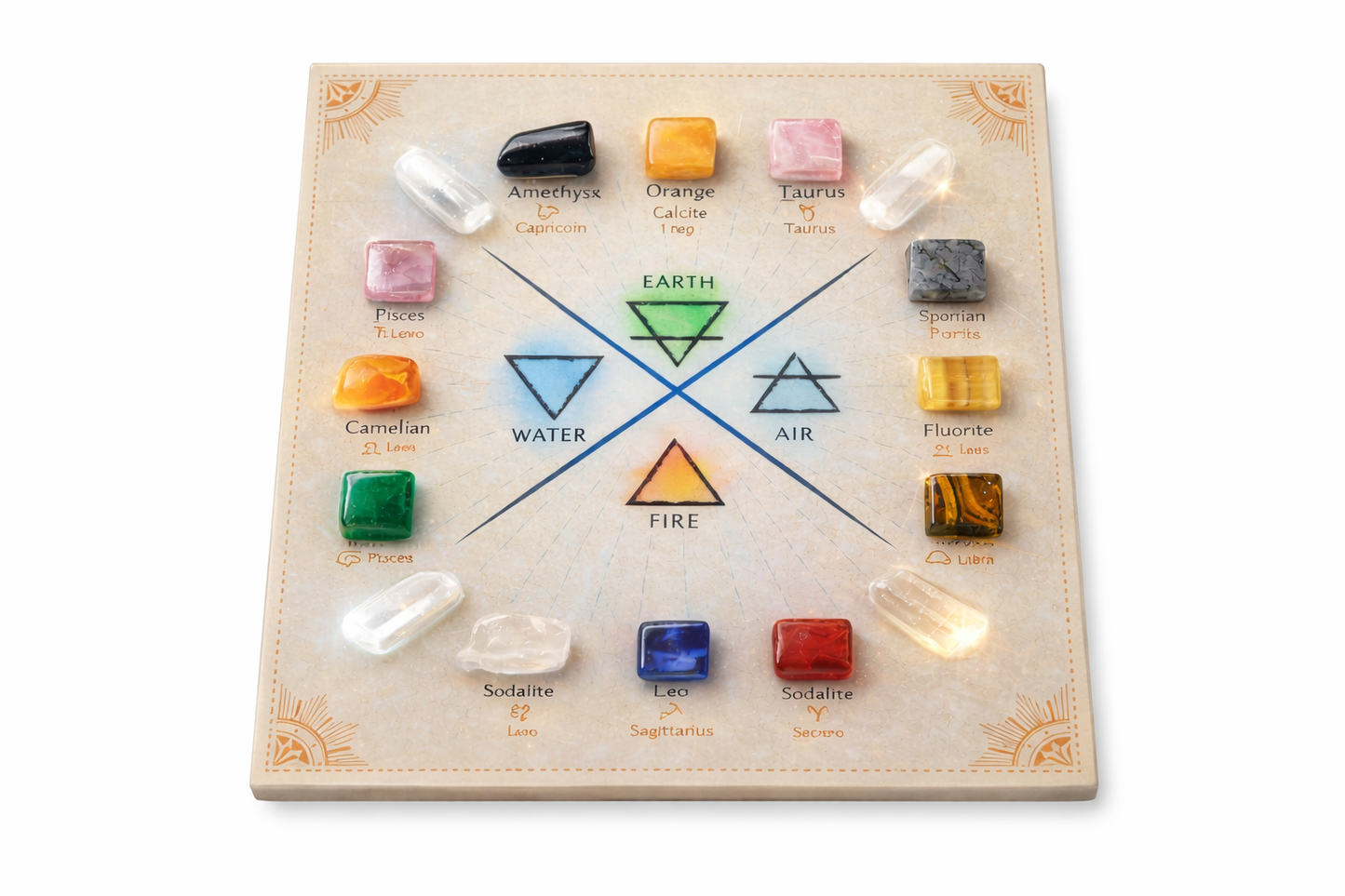 Five Element Zodiac Crystal Grid – Energy Balance Board for All 12 Zodiac Signs