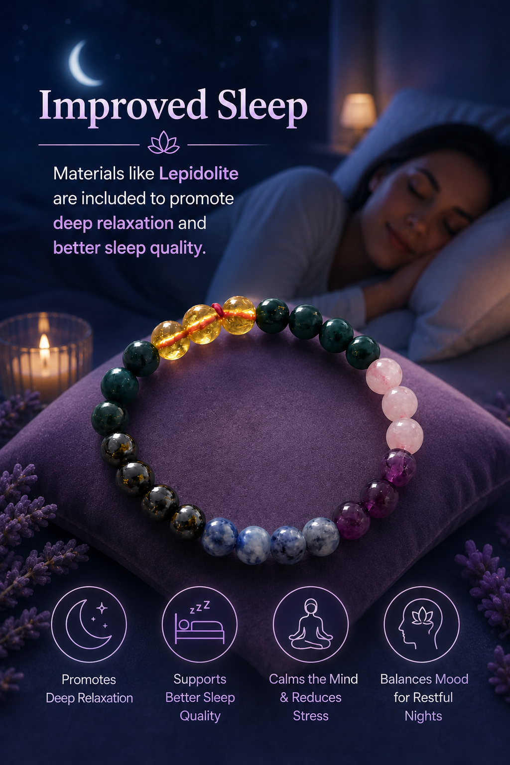 BP Combo Bracelet – Crystal Healing Bracelet for Blood Pressure Support & Stress Relief