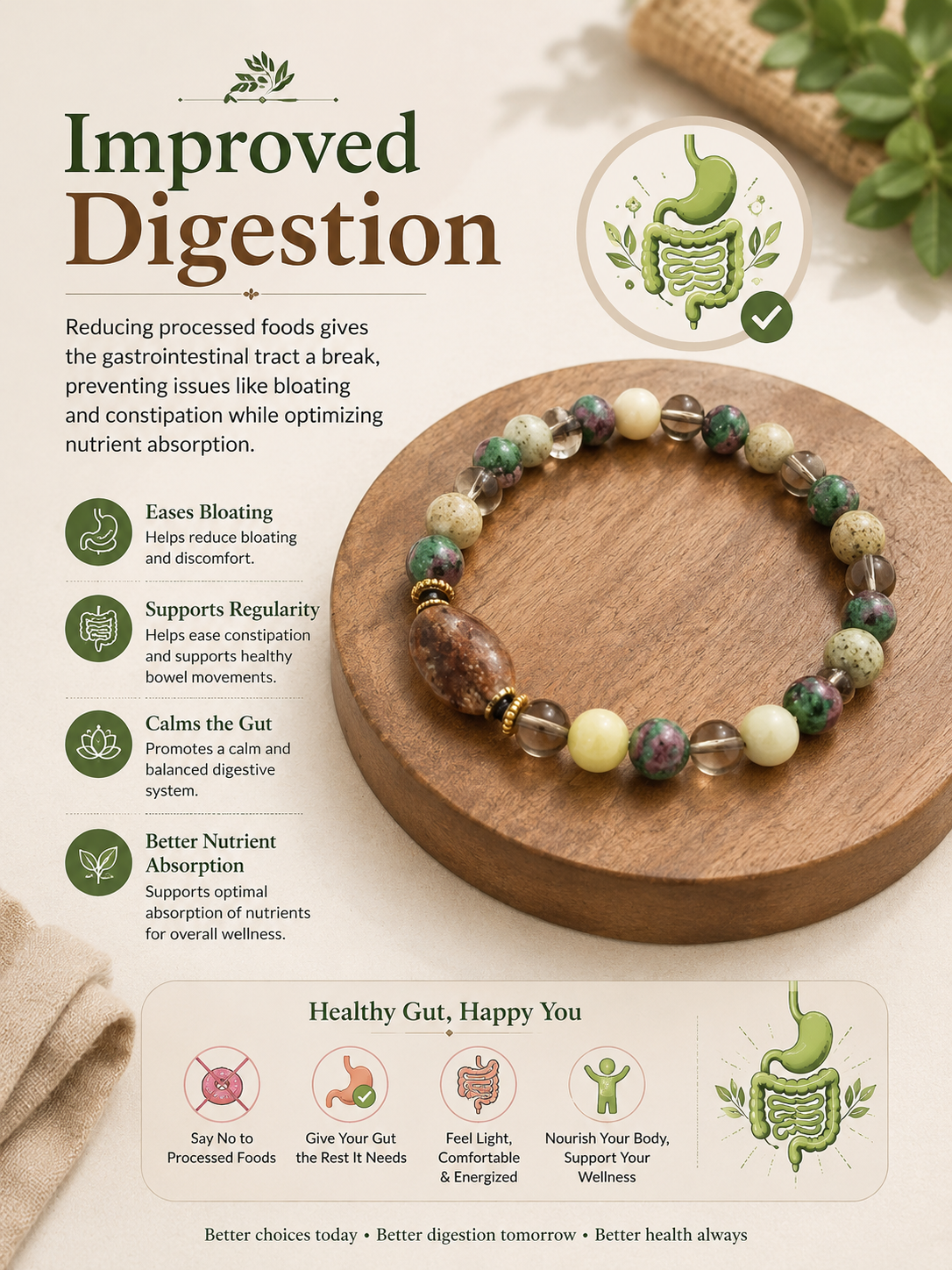 Natural Wellness Healing Bracelet for Detox, Skin Glow & Daily Energy Balance