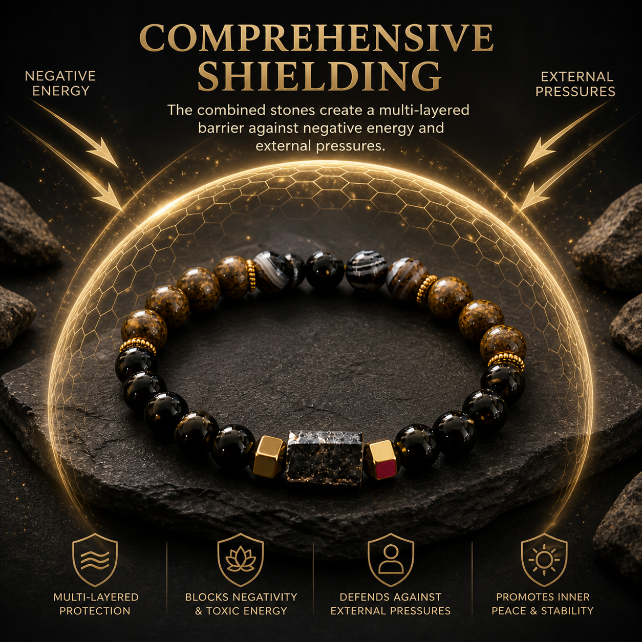 Enhanced Protection Bracelet for Self & Family | Energy Shielding Crystal Bracelet