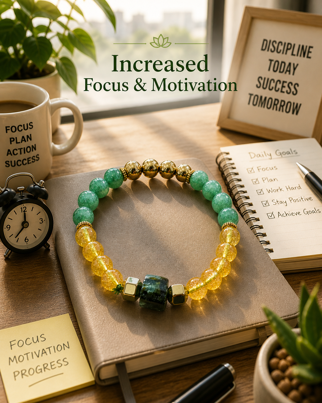 Daily Strength Crystal Bracelet Combo | Stress Relief, Focus & Emotional Balance Healing Bracelet