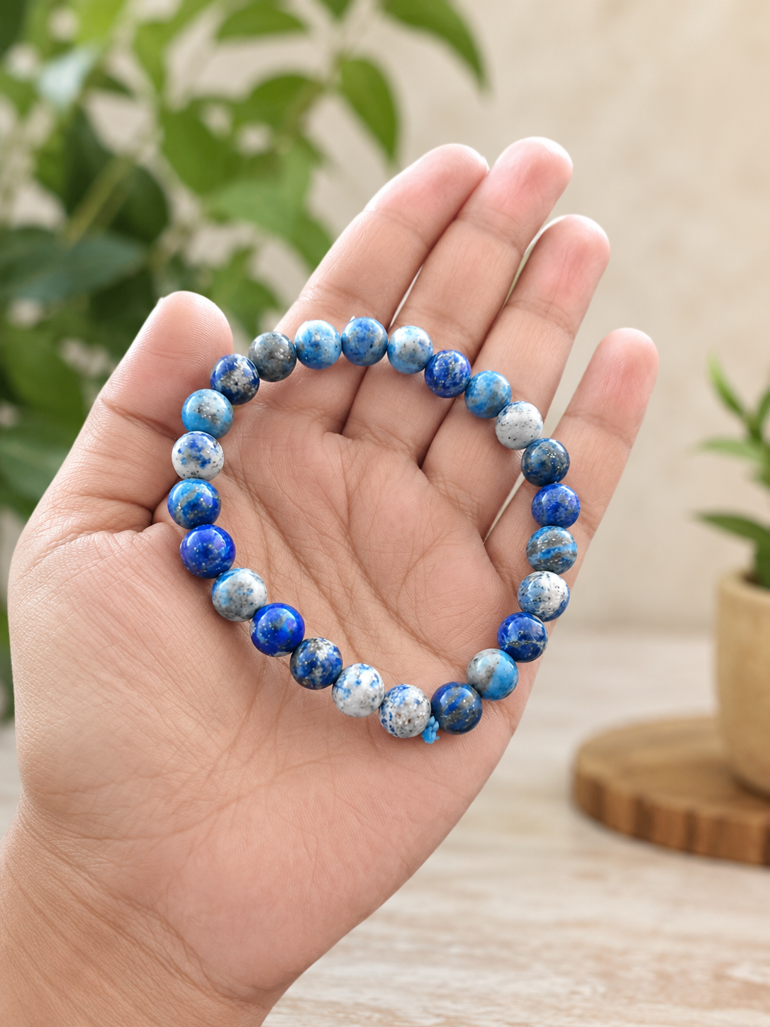 Natural Lapis Lazuli Crystal Bracelet for Calm Mind, Inner Peace & Emotional Healing