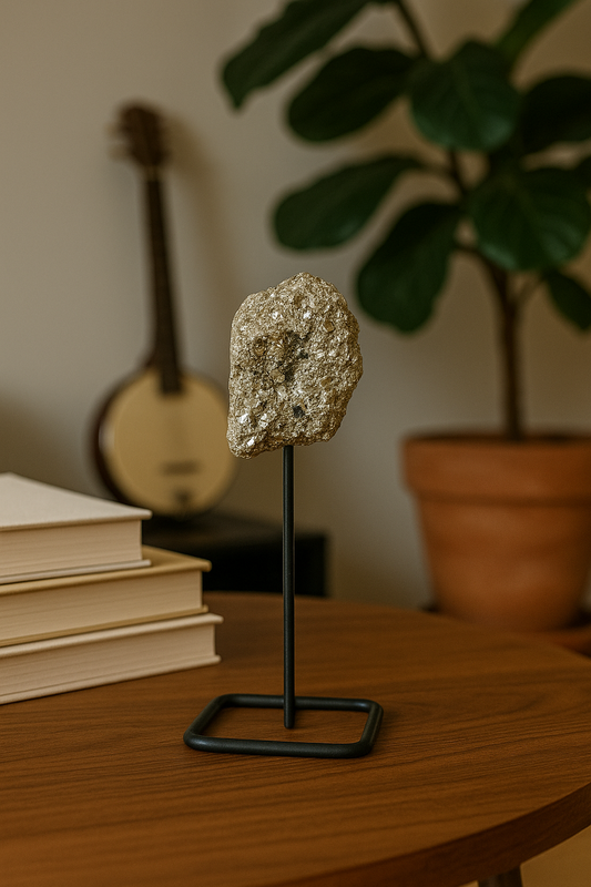 GOLDEN PYRITE STONE WITH STAND
