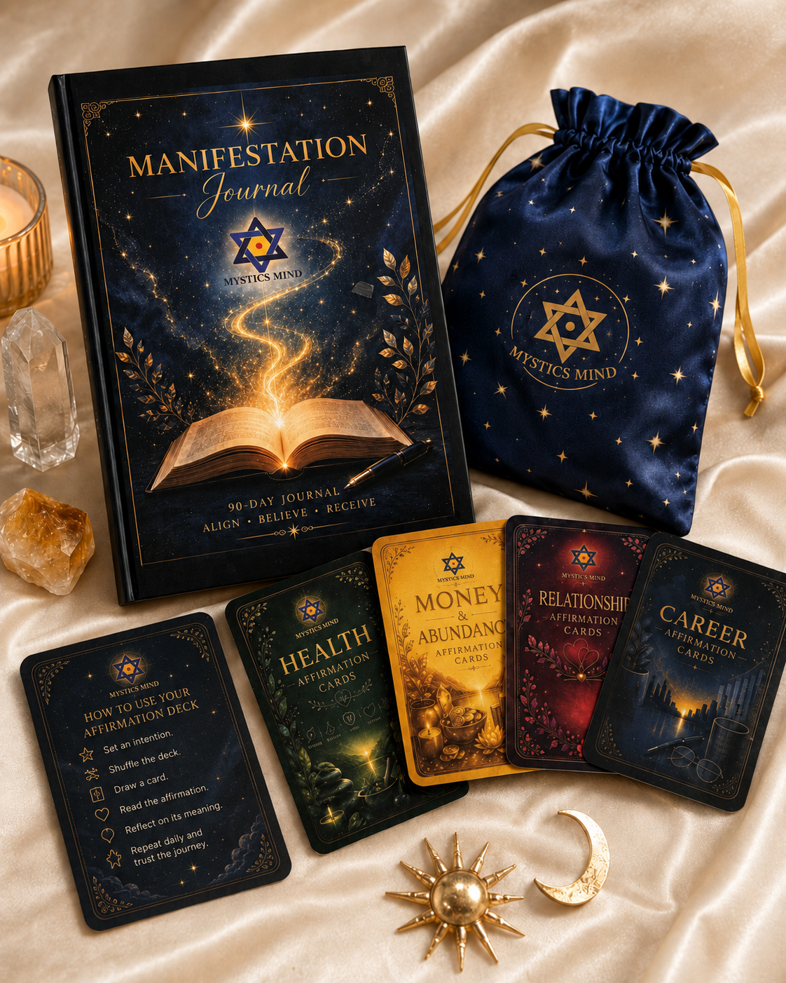 Manifest Your Best Life – Affirmation Cards & Guided Journal Combo