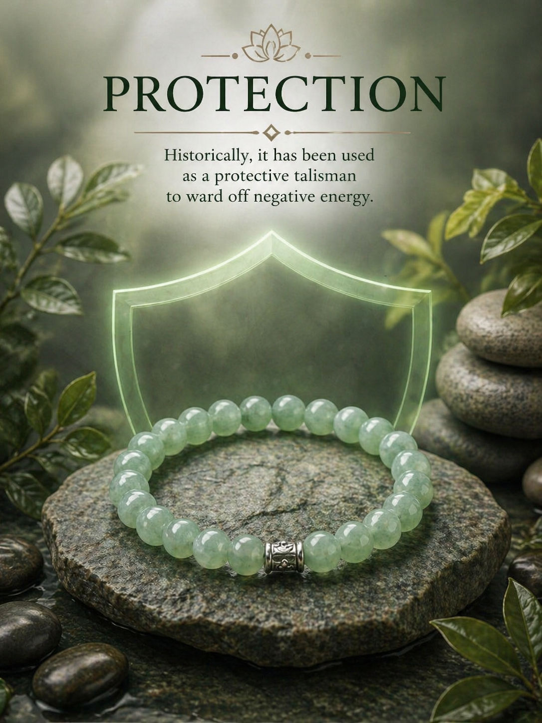 Natural Nephrite Jade Bracelet for Emotional Stability, Calmness & Positive Energy | Healing Crystal Beaded Bracelet