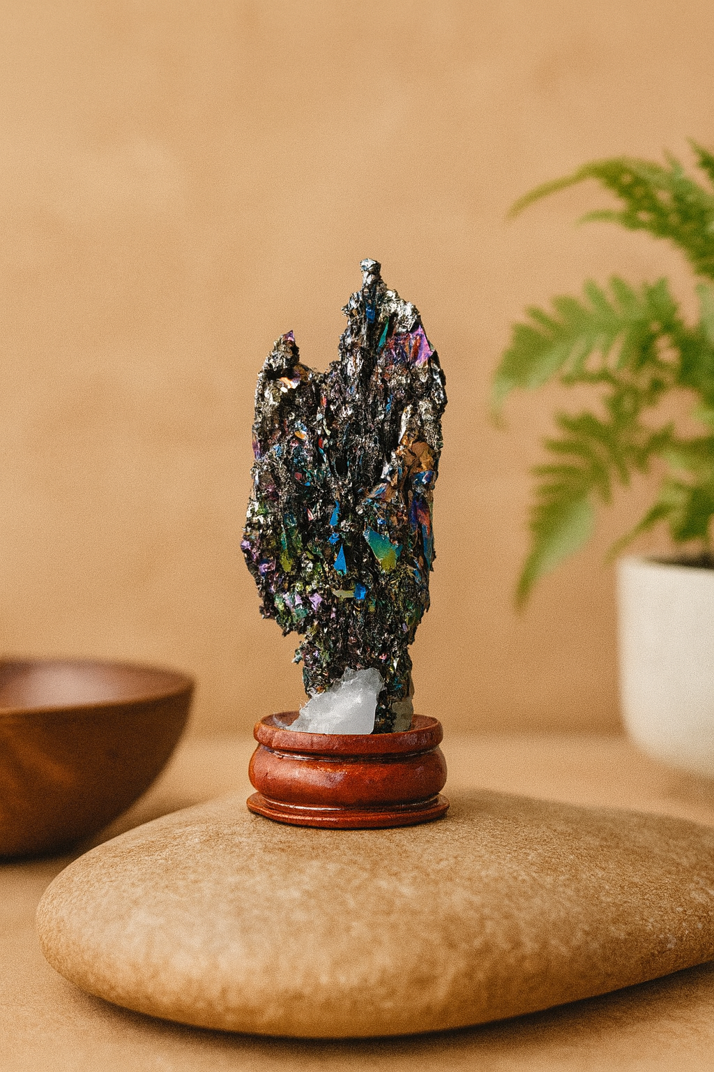 NATURAL CARBORUNDUM ROAK RAINBOW CLUSTER STONE