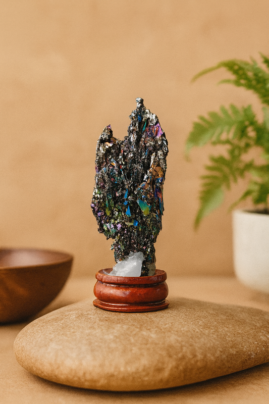 NATURAL CARBORUNDUM ROAK RAINBOW CLUSTER STONE