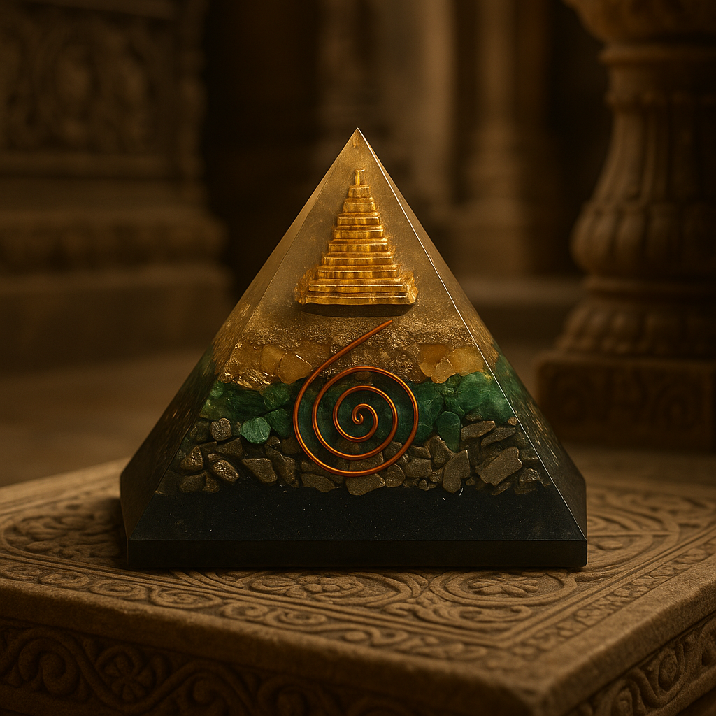 Natural Orgone Crystal Money Magnet Pyramid for Wealth & Prosperity