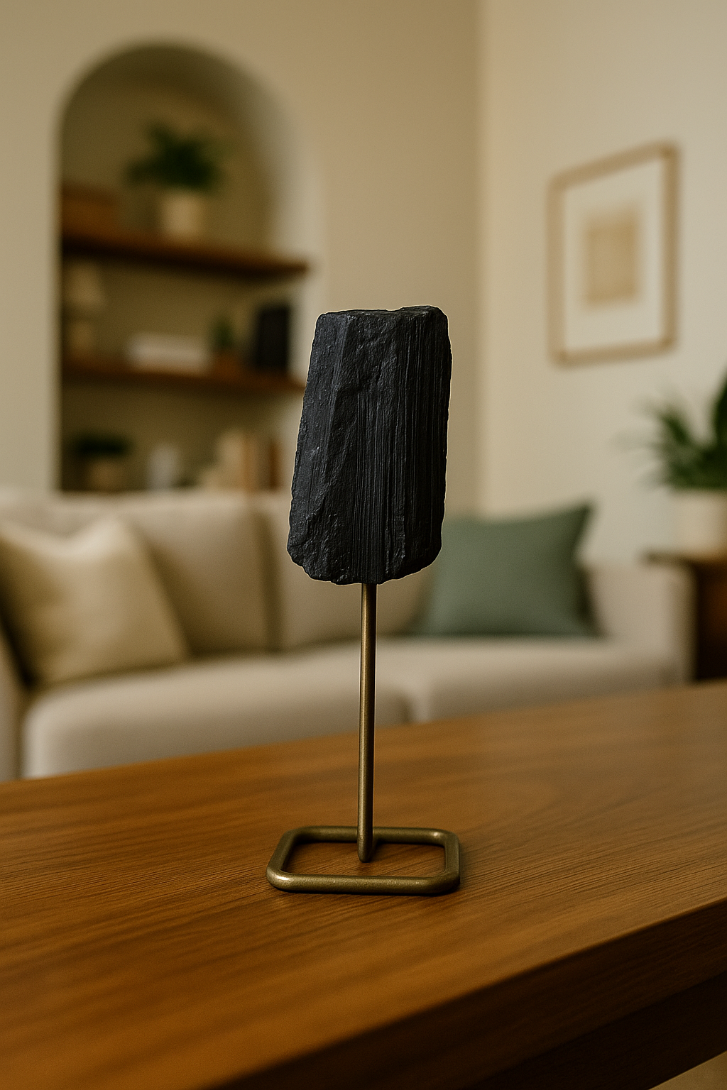 NATURAL RAW BLACK TOURMALINE WITH STAND