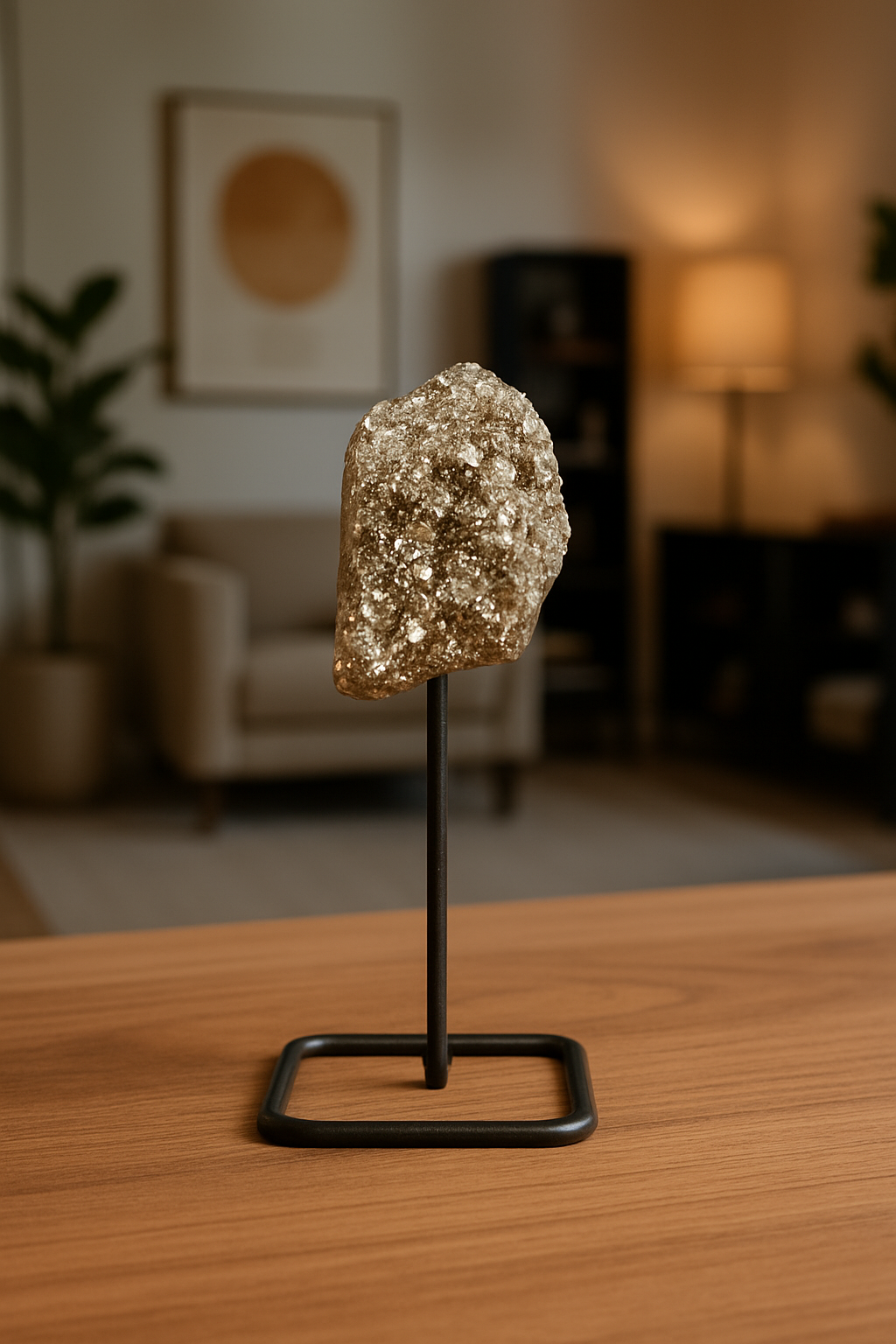 GOLDEN PYRITE STONE WITH STAND
