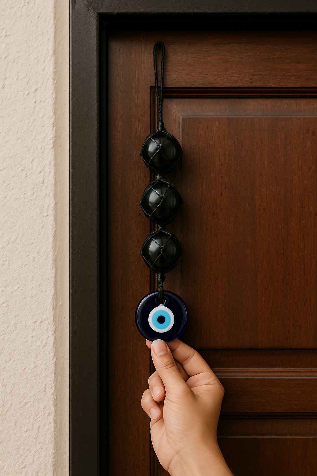 Black Tourmaline Hanging With Evil Eye