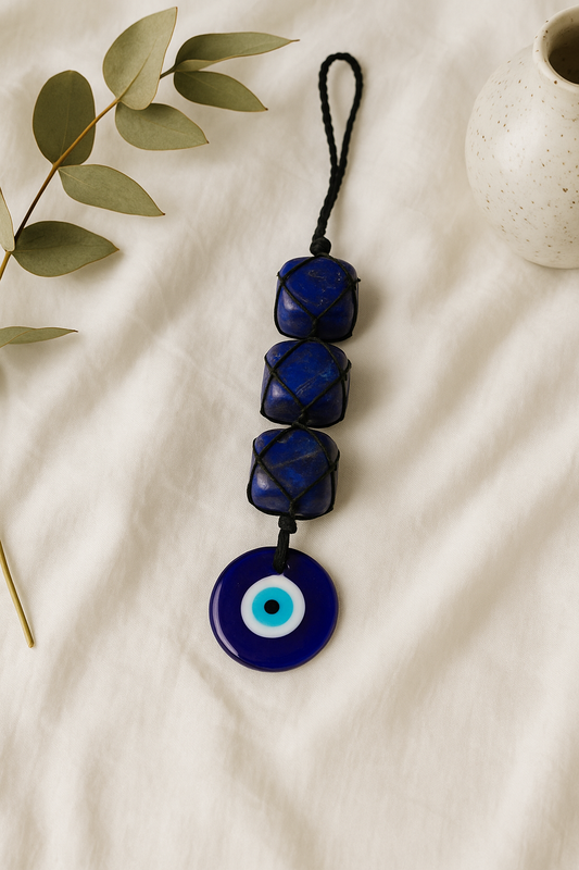 lapis lazuli wall hanging with evil eye