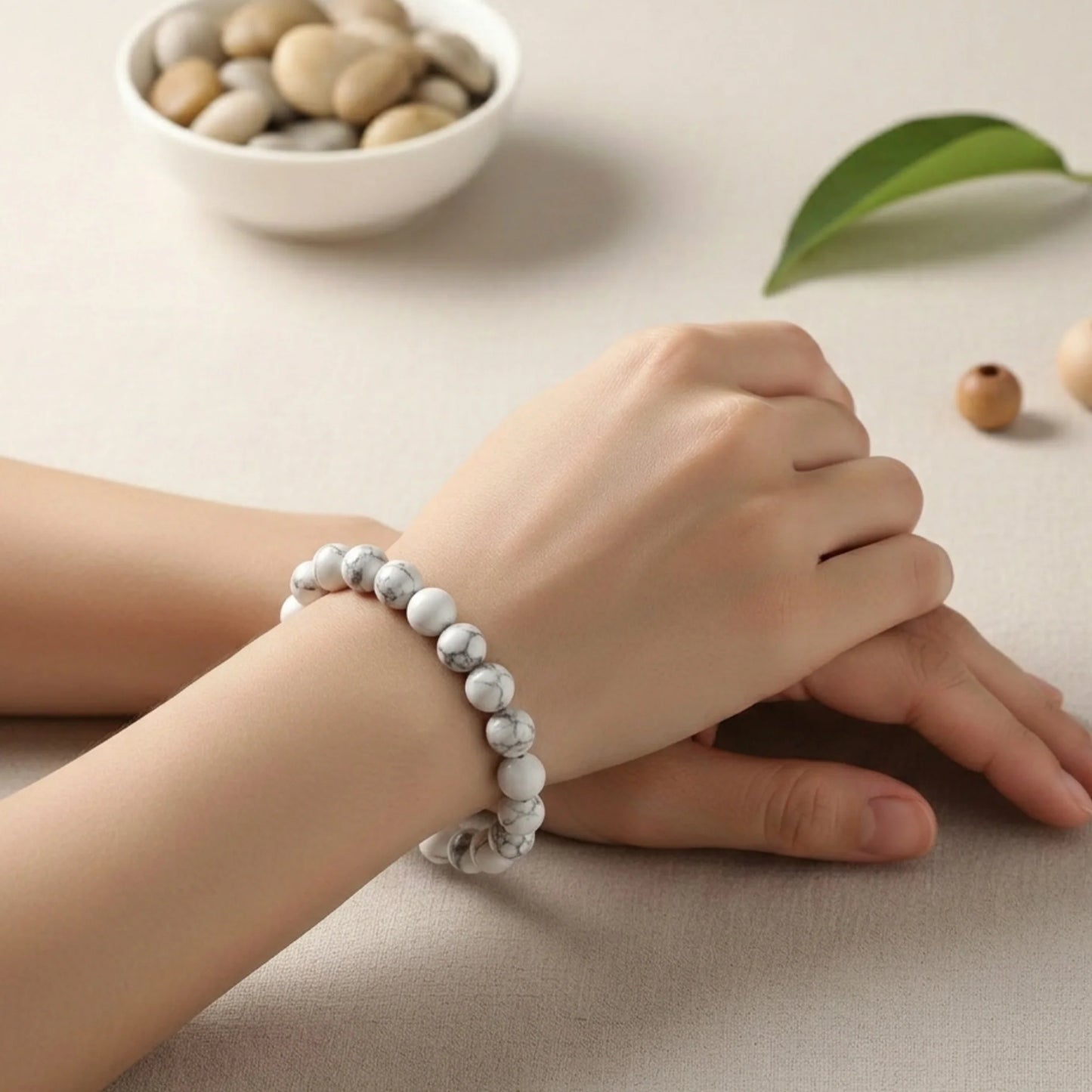 Natural Howlite Bracelet – Stress Relief, Emotional Balance & Calm Mind Crystal Bracelet