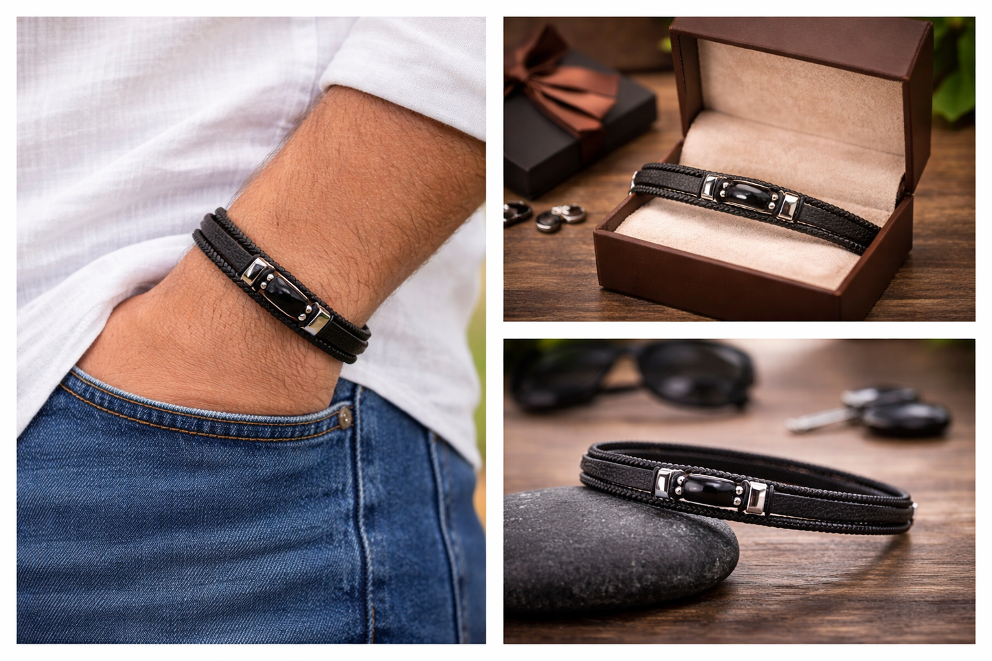 Black Tourmaline Wrist Bracelet for Protection & Energy Balance