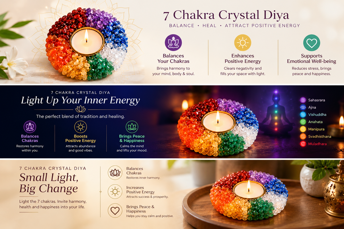 7 Chakra Crystal Diya – A Premium Diwali Gift for Positivity, Peace & Harmony