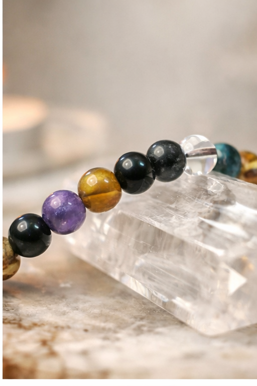24 Beads Healing Crystal Bracelet Combo Set – Natural Energy & Protection Bracelets for Daily Wear